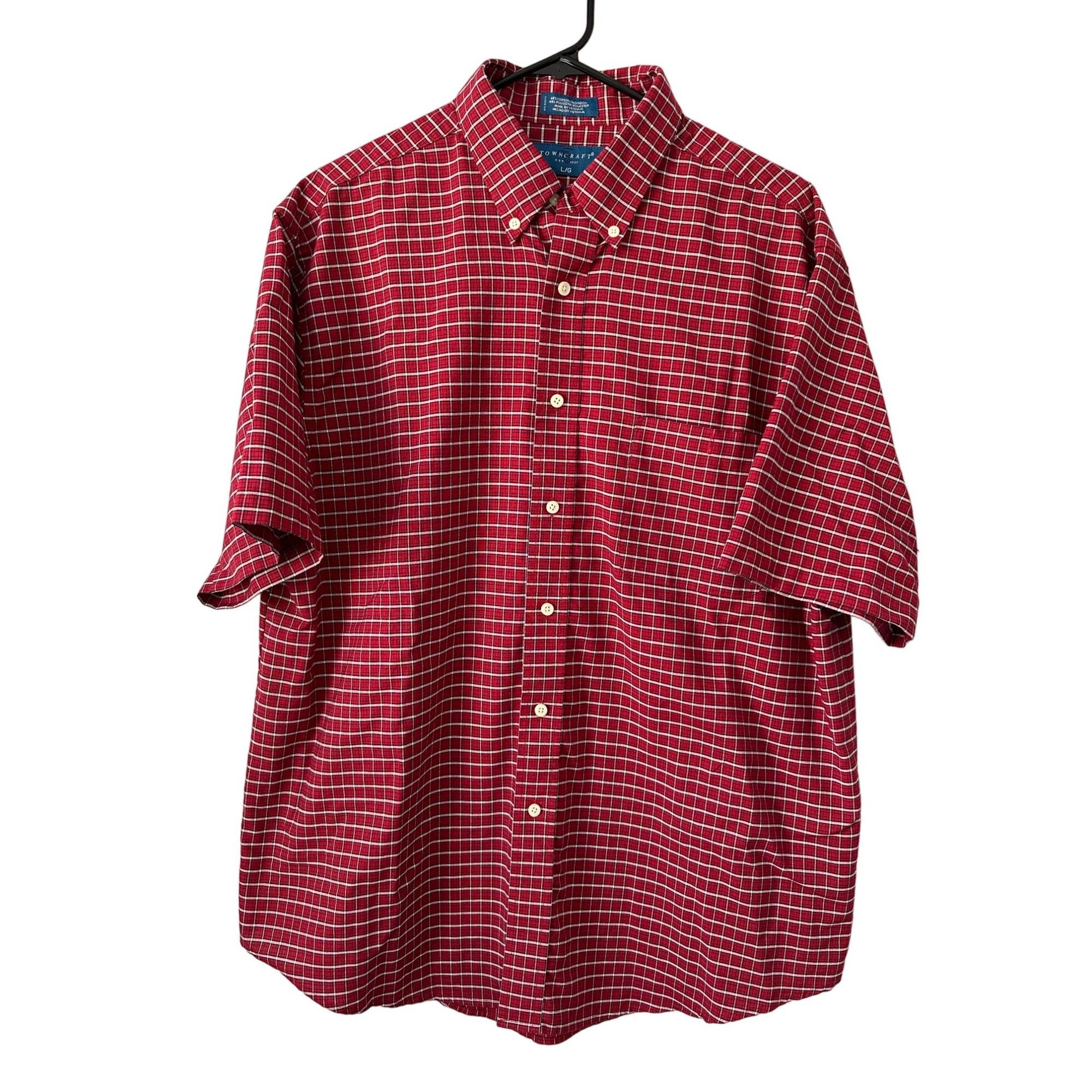 Towncraft Towncraft Mens Shirt Large Checks Button Down Cotton Polyest ...