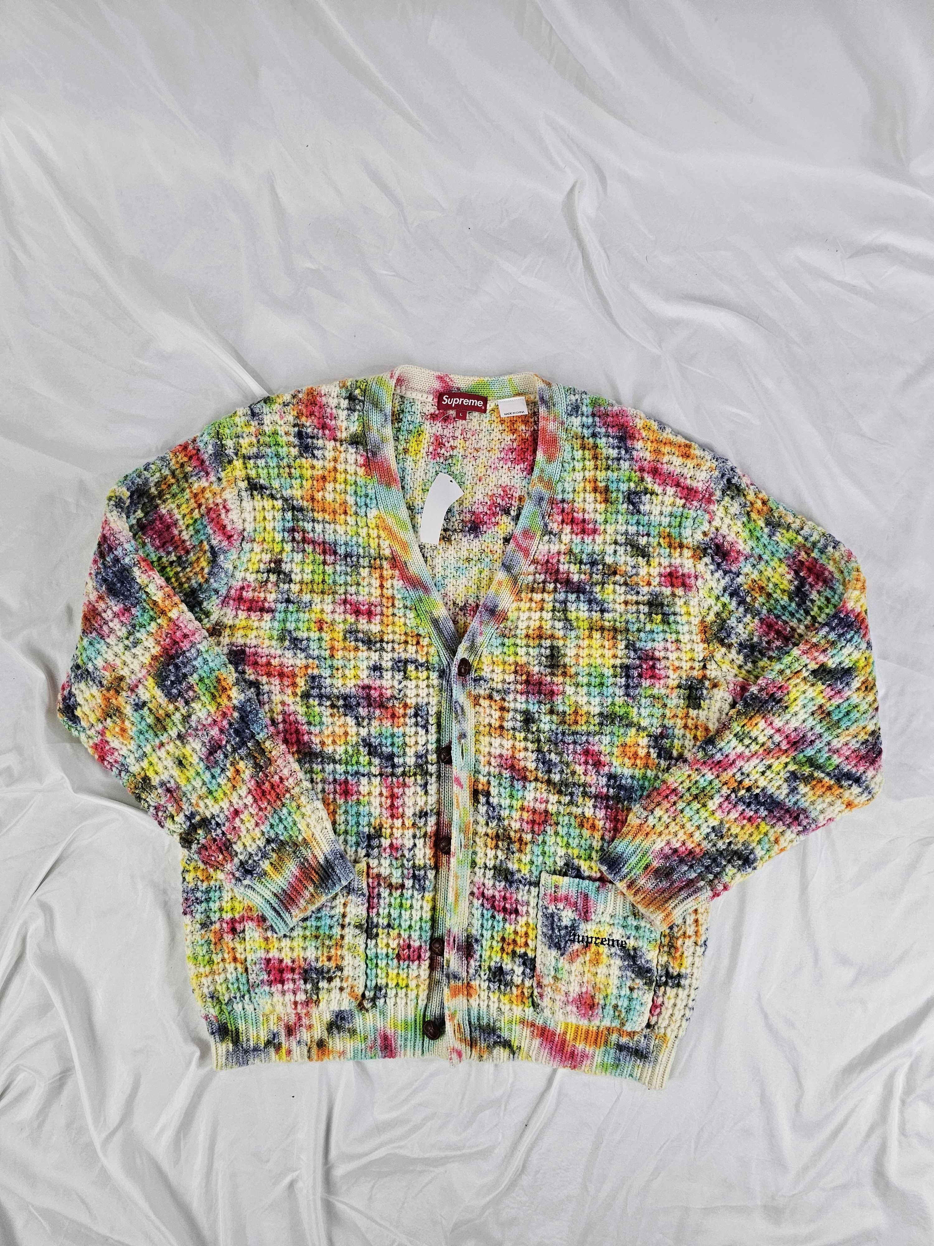 Supreme SUPREME WAFFLE KNIT CARDIGAN TIE DYE | Grailed