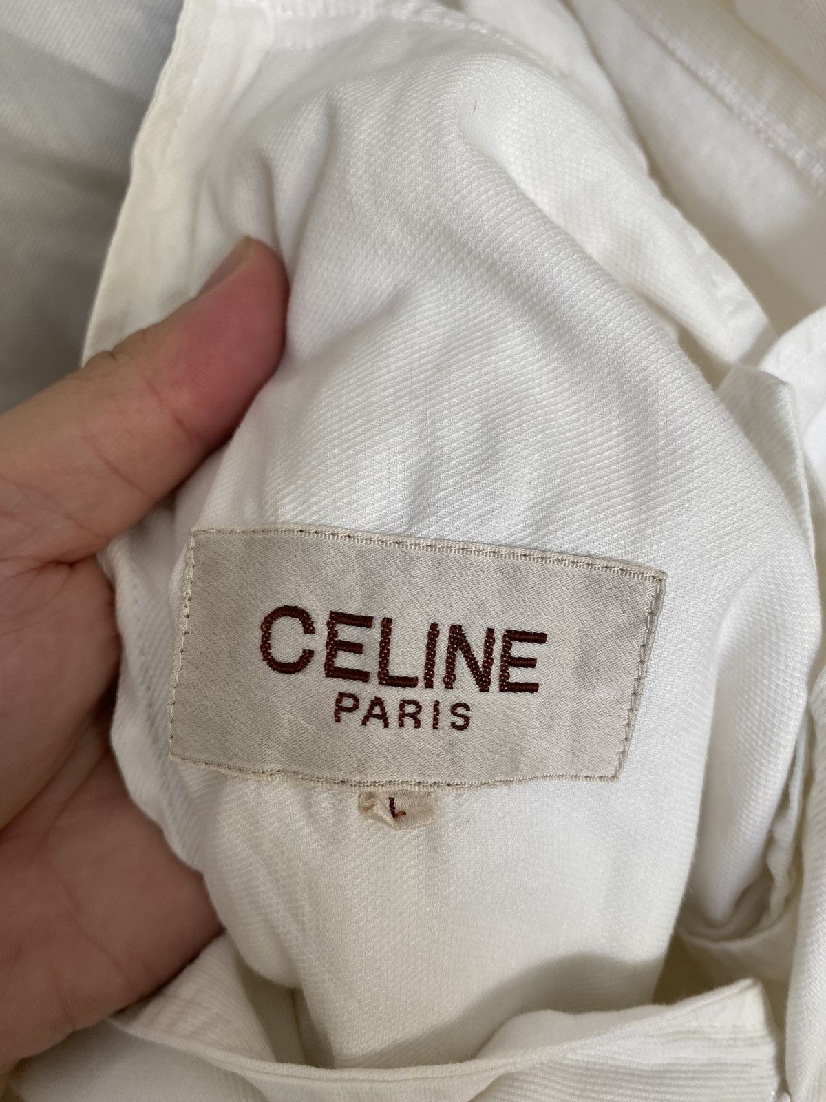 Celine 90s CELINE double collar light cotton button detailing Size US L / EU 52-54 / 3 - 12 Thumbnail