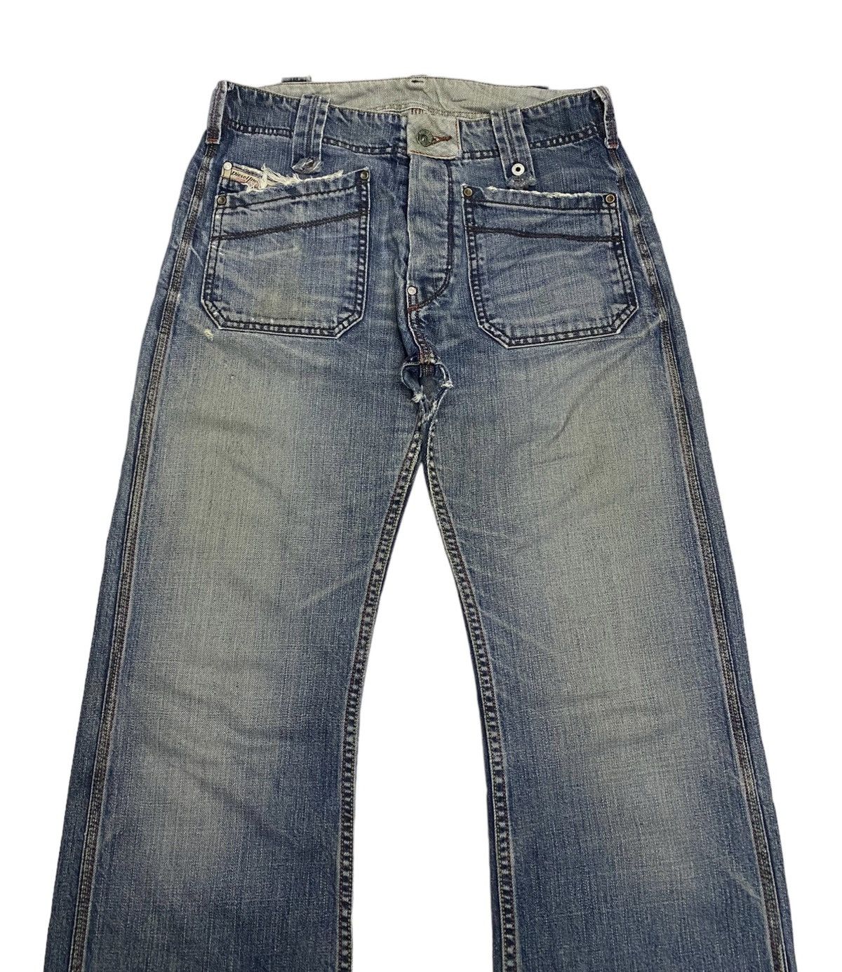 Diesel FLARE🔥DIESEL DISTRESSED THRASHED DENIM SUPER FLARE JEANS Size US 31 - 3 Thumbnail