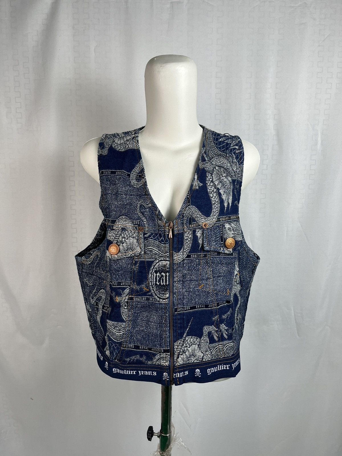 ARCHIVE JEAN PAUL GAULTIER JEANS DRAGON VEST JACQUARD