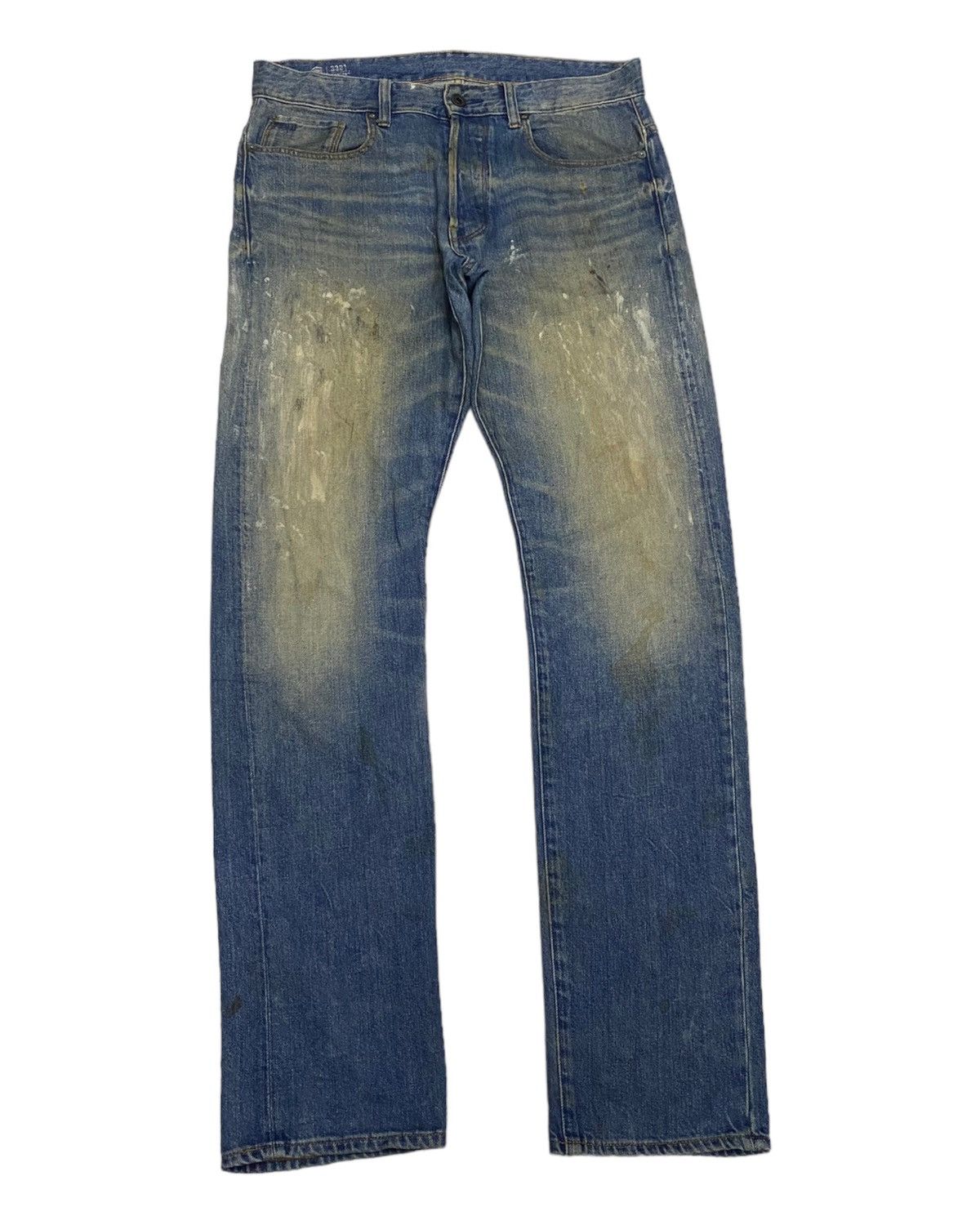 G STAR RAW DISTRESSED PAINTER SPLASH DENIM JEANS