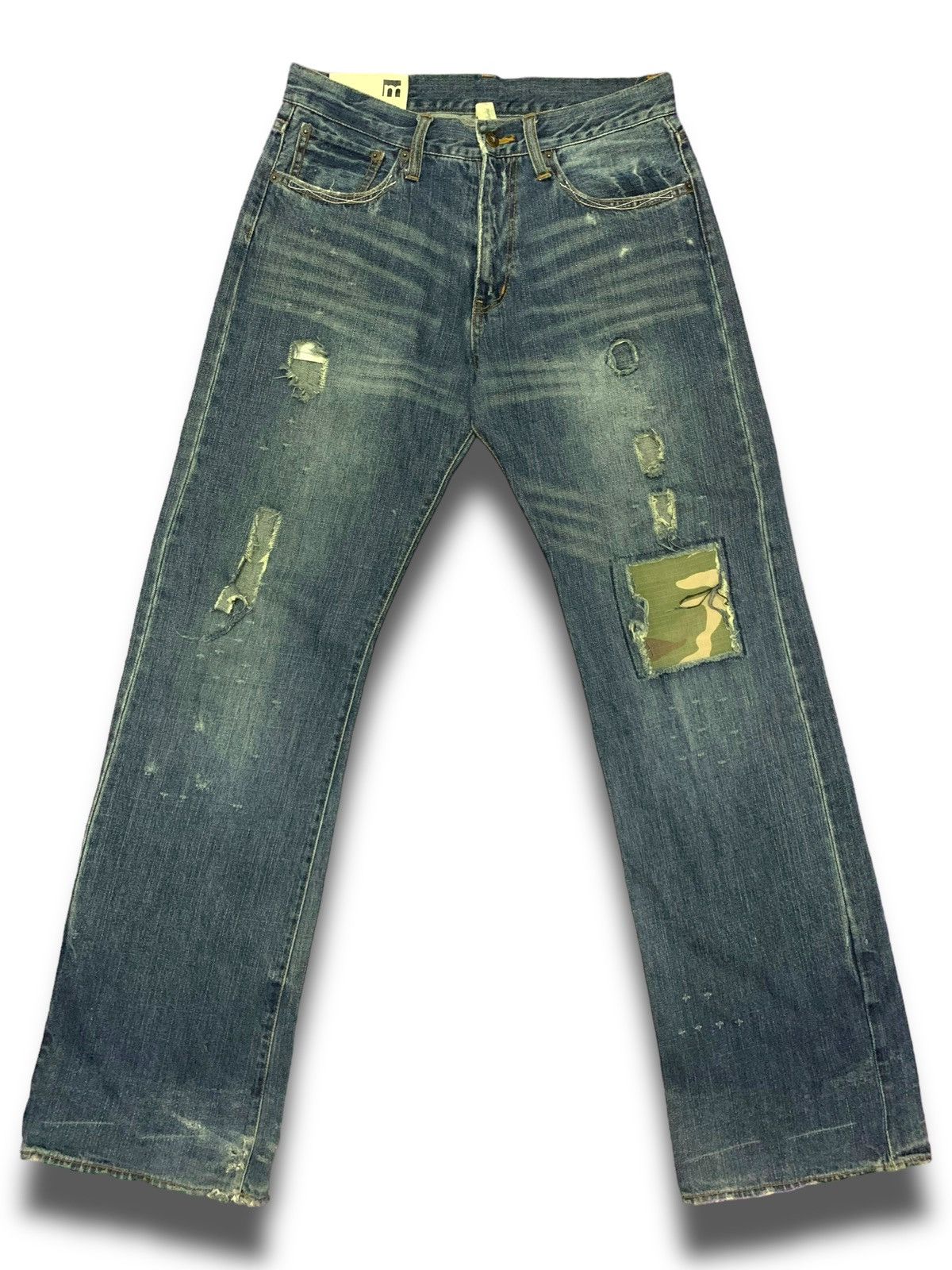 Japanese Brand Vintage Camo Patches Kaihara Jeans Size US 31 - 1 Thumbnail