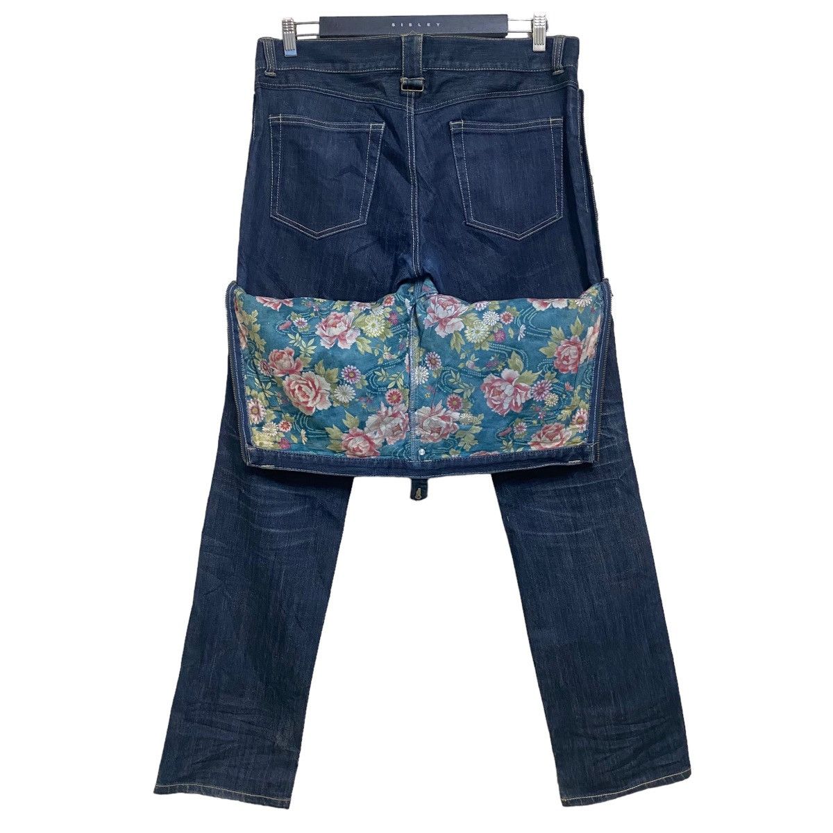 PPFM PPFM Double Waist Floral Layered Denim Pants Size US 34 / EU 50 - 1 Thumbnail