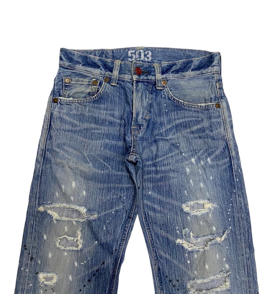 Hysteric Glamour FLARE🔥DISTRESSED SPLATTED EDWIN 503 BLUE TRIP DENIM FLARED Size US 31 - 4 Thumbnail