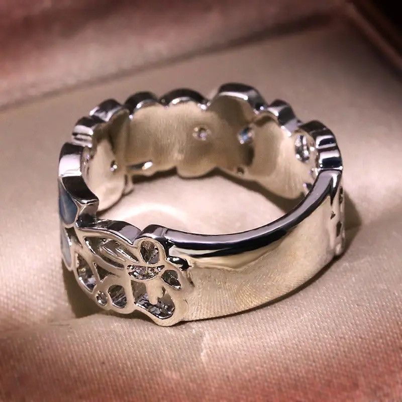 Jewelry Creative Flower Butterfly Ring Size ONE SIZE - 3 Thumbnail
