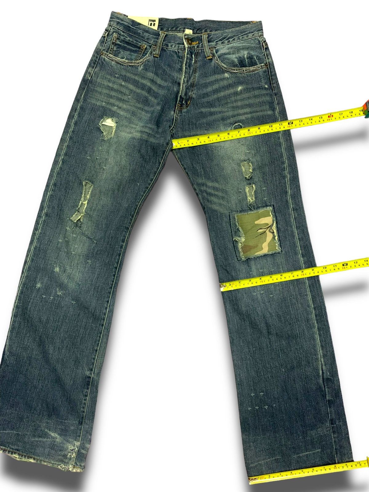 Japanese Brand Vintage Camo Patches Kaihara Jeans Size US 31 - 15 Thumbnail