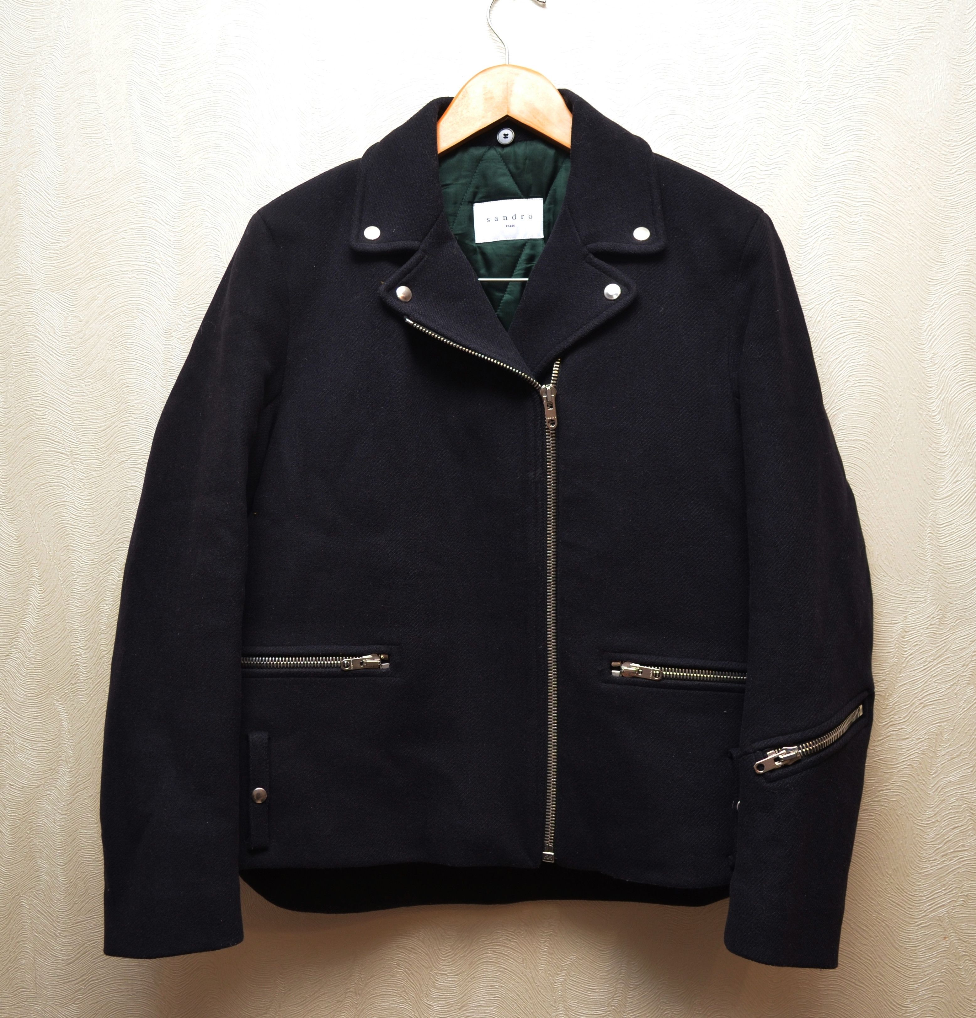 Designer × Sandro Sandro Biker Wool Jacket Sz FR36 Small Size XS / US 0-2 / IT 36-38 - 1 Thumbnail