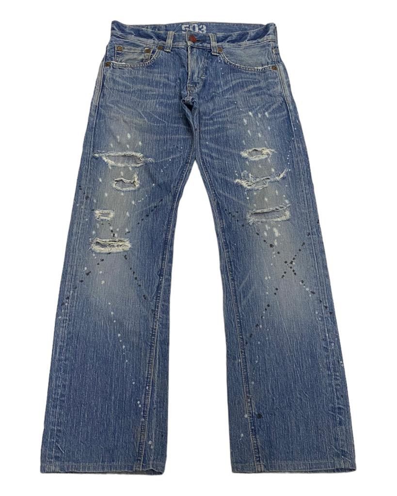 Hysteric Glamour FLARE🔥DISTRESSED SPLATTED EDWIN 503 BLUE TRIP DENIM FLARED Size US 31 - 7 Thumbnail