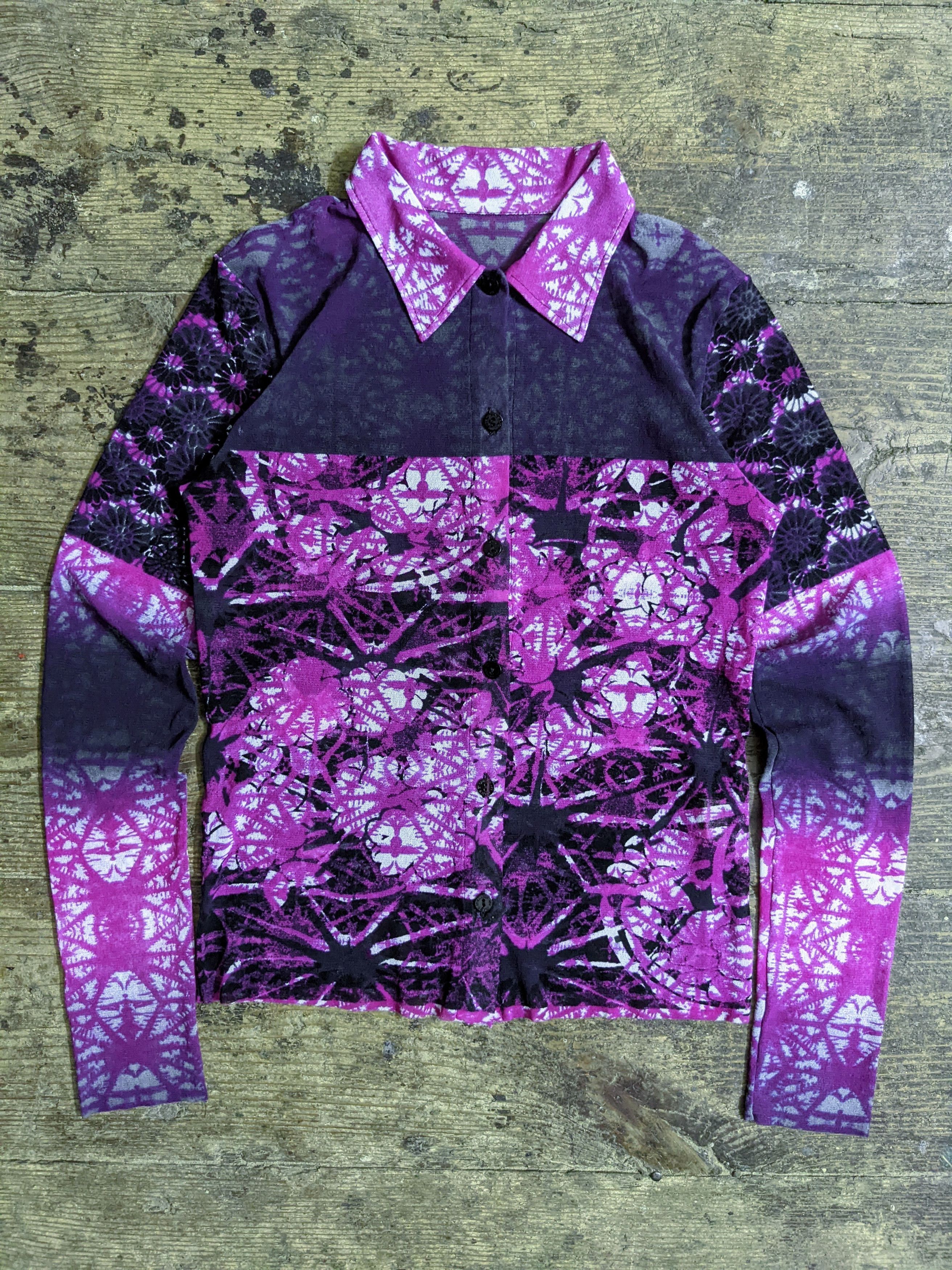 image of Archival Clothing x Jean Paul Gaultier 00S Jpg By Gaultier Donna Acid Pattern Mesh Shirt Top (Size 