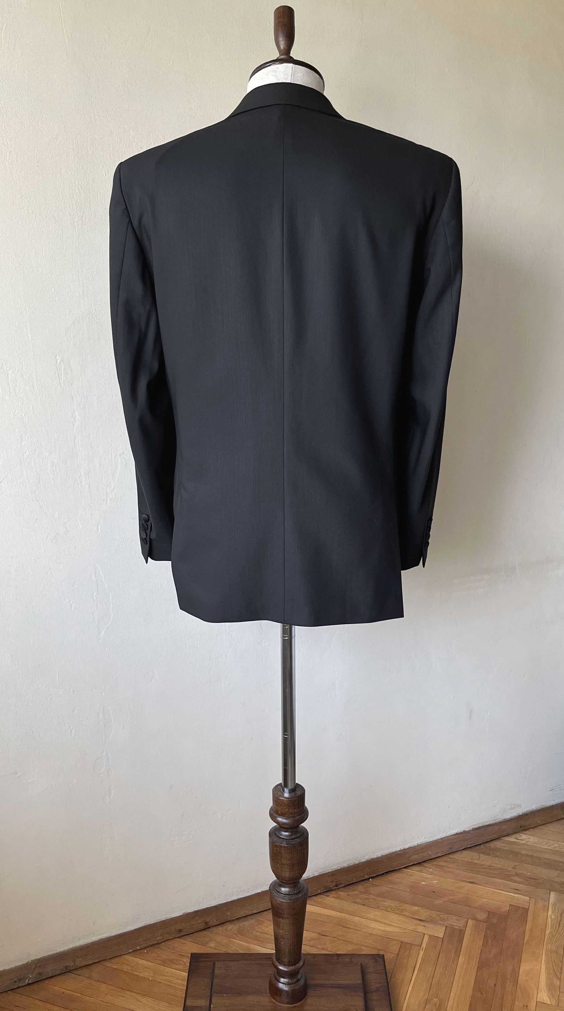 Vintage VINTAGE Dark Grey Wool Men's Tuxedo Black Satin Peak Lapels Size 40R - 5 Thumbnail