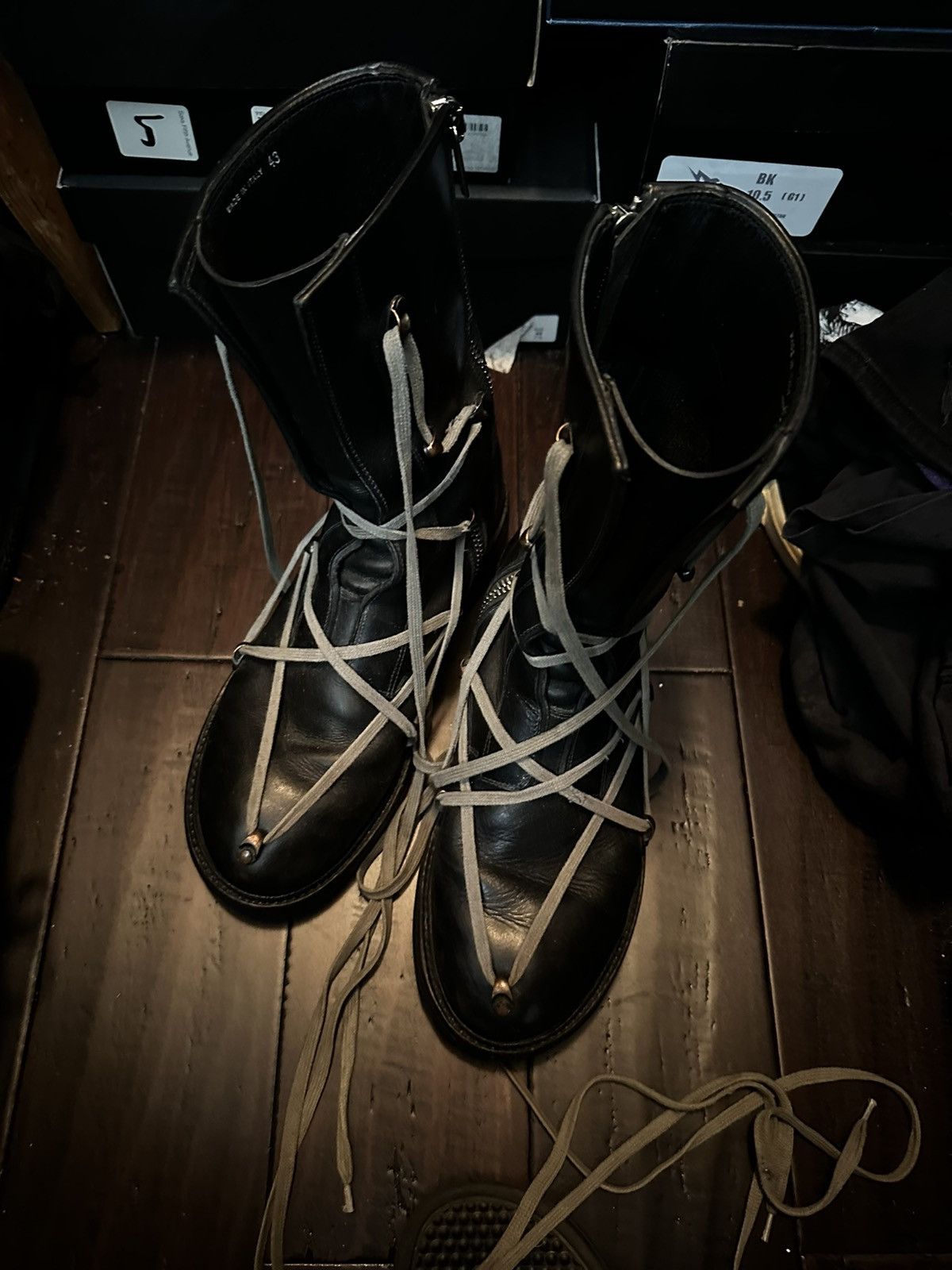 Rick Owens Rick Owens FW17 Glitter Pentagram Leather Creeper Boots