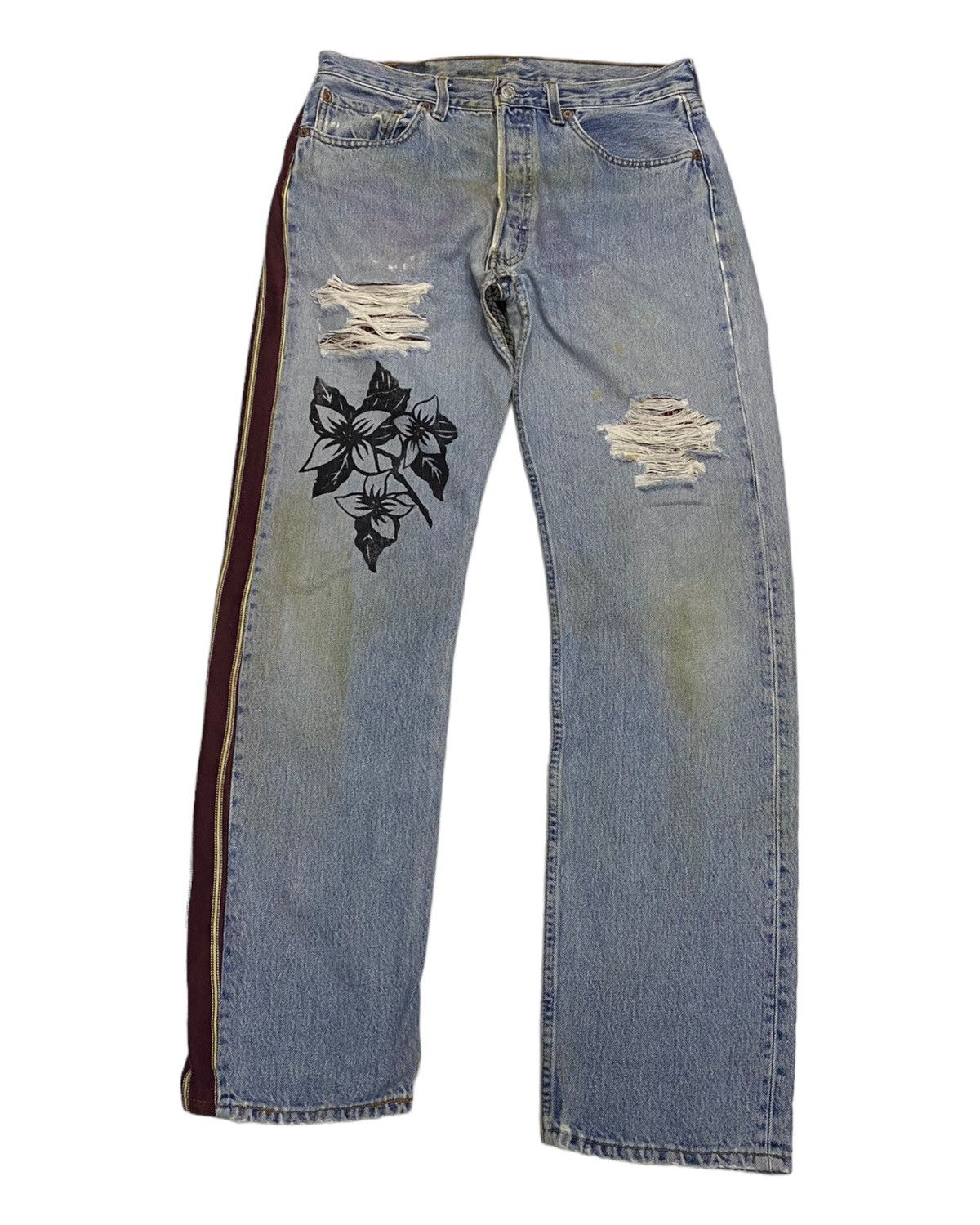 Levi's MEGA RARE🔥LEVIS 501 DISTRESSED CUSTOM PAINTED DENIM JEANS Size US 32 / EU 48 - 2 Thumbnail
