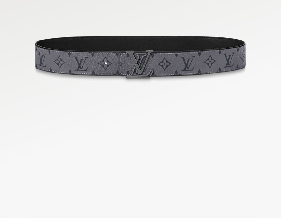 Louis Vuitton LV Initiales 40mm Reversible Belt Grey Monogram Eclipse. Size 100 cm