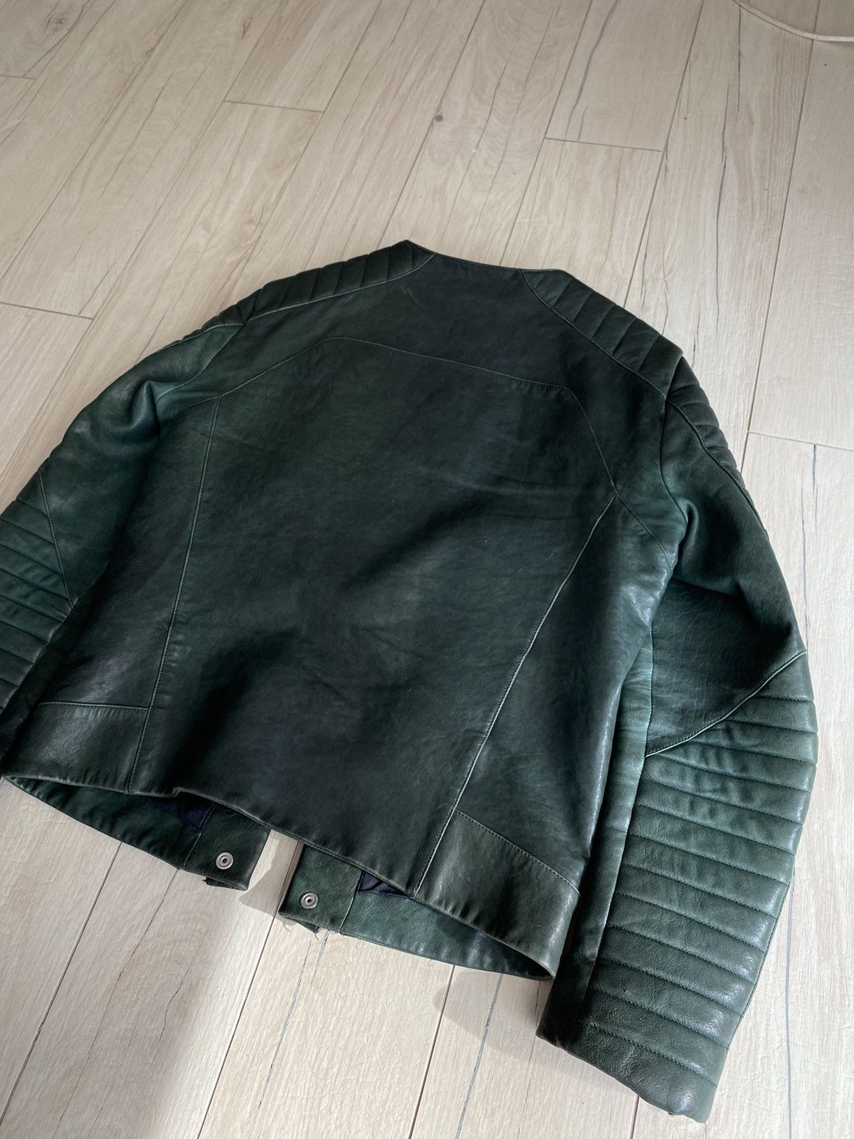 Balmain Balmain Iconic Green Lambskin Leather Biker Jacket Size US L / EU 52-54 / 3 - 8 Thumbnail