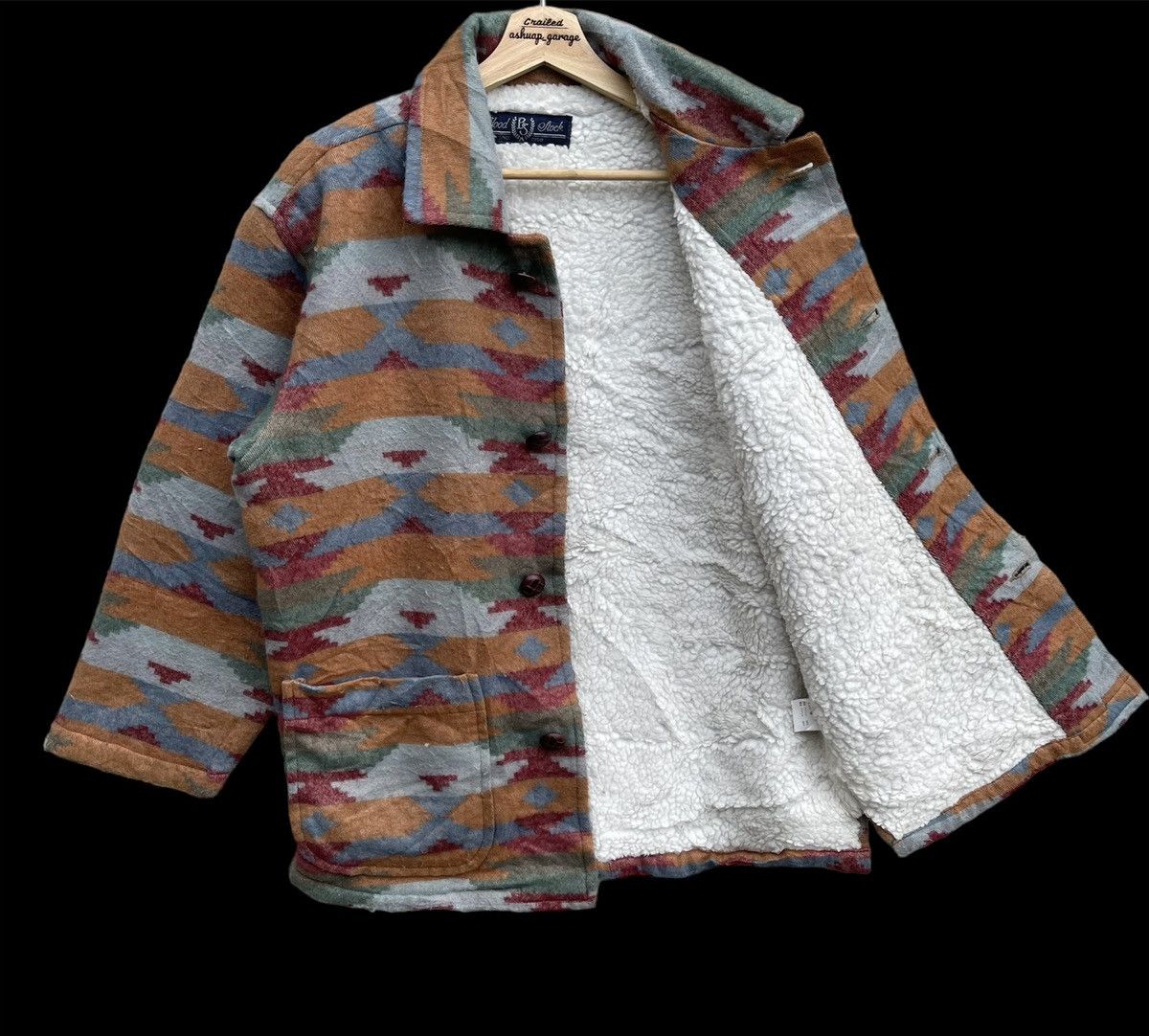 Japanese Brand Vintage Blood Stock Navajo Button Up Wool Fleece Size US XL / EU 56 / 4 - 7 Thumbnail