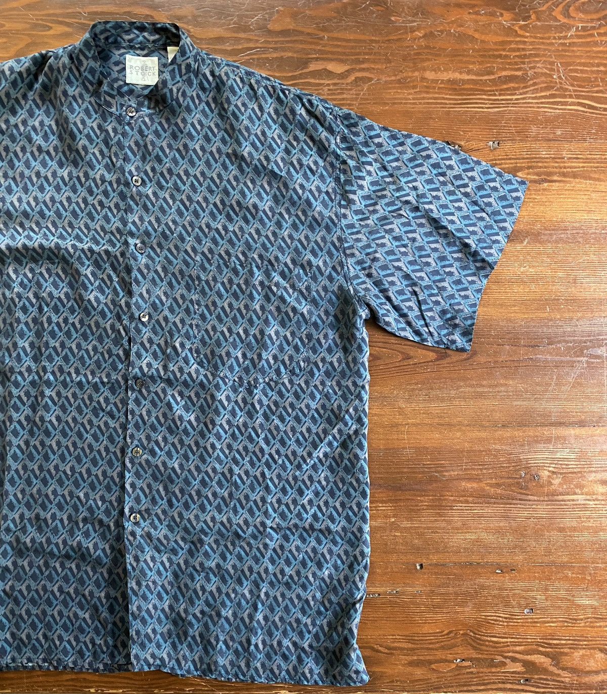 Robert Stock Vintage 80’s Robert Stock Silk Standing Collar Button Up Size US L / EU 52-54 / 3 - 1 Thumbnail