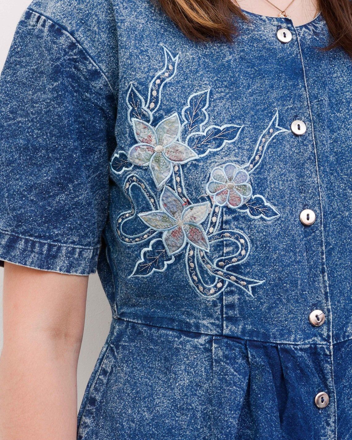 Vintage Vintage y2k M Denim Shorts Romper Shirt Jumpsuit Overall bib Size 28" / US 6 / IT 42 - 4 Thumbnail