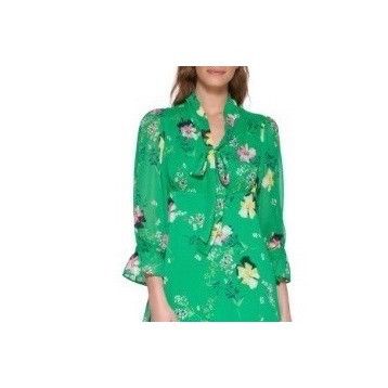 Dkny Printed Tie-Neck Dress Size 2 New