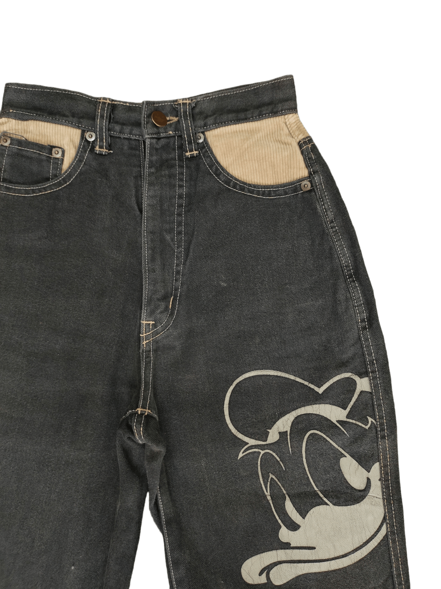 Mickey & Co. Vintage 80s Mickey & Donald Duck High Rise Denim Jeans Size 23" - 3 Thumbnail