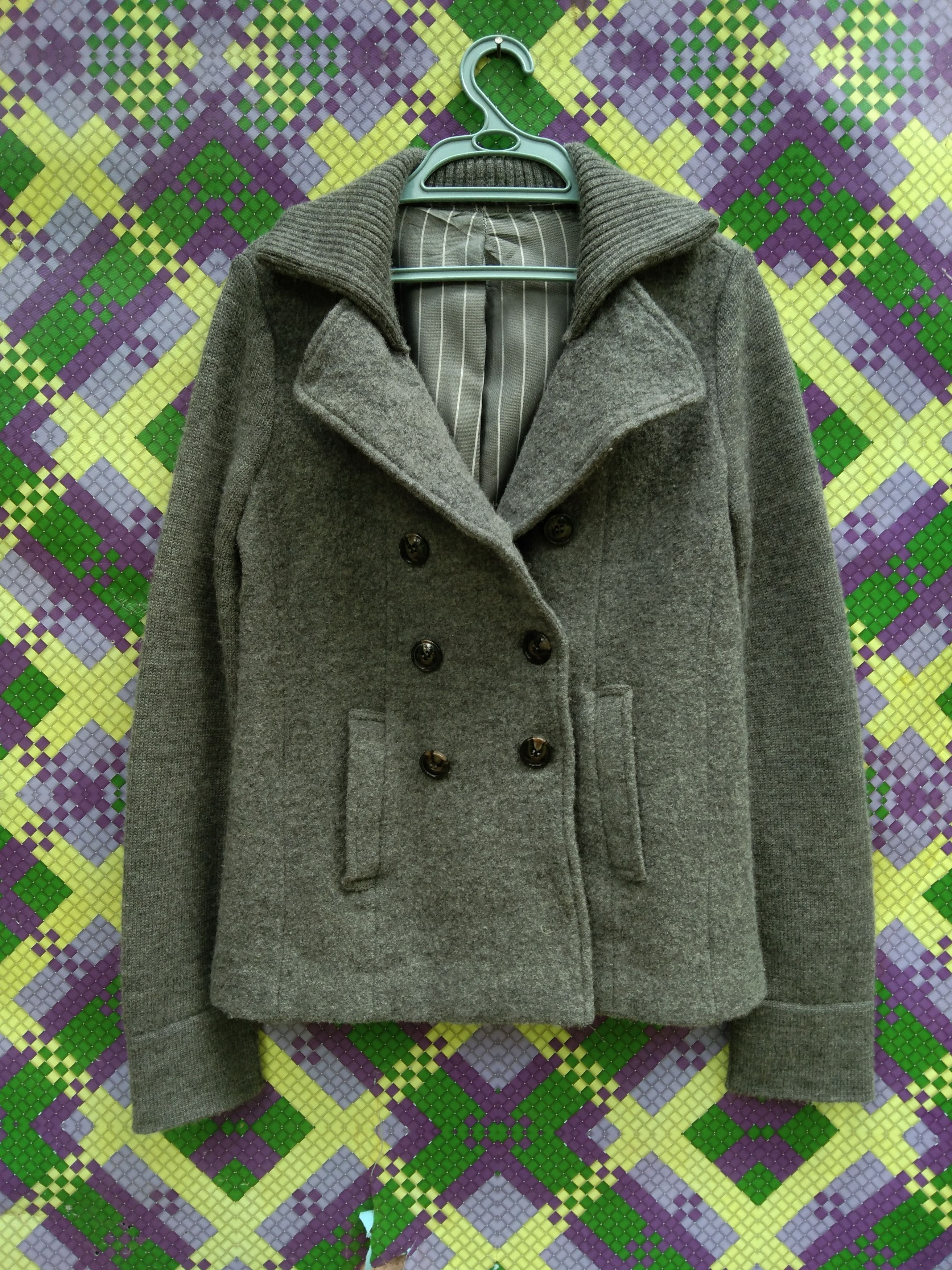 image of Comme Ca Ism Double-Breasted Jacket in Grey, Men's (Size Small)