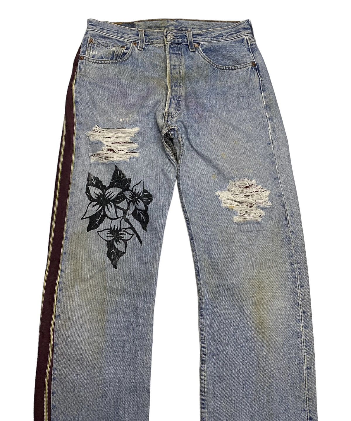 Levi's MEGA RARE🔥LEVIS 501 DISTRESSED CUSTOM PAINTED DENIM JEANS Size US 32 / EU 48 - 3 Thumbnail