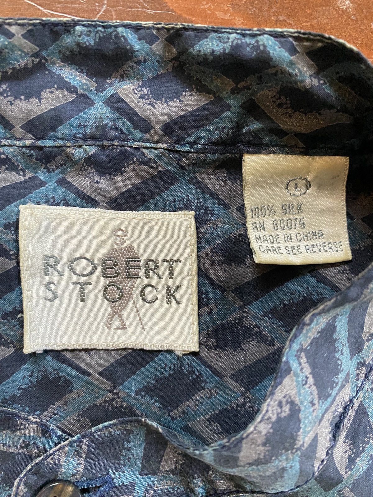Robert Stock Vintage 80’s Robert Stock Silk Standing Collar Button Up Size US L / EU 52-54 / 3 - 3 Thumbnail
