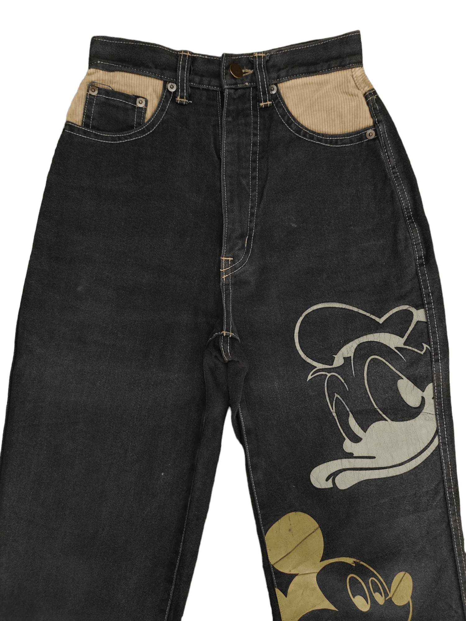 Mickey & Co. Vintage 80s Mickey & Donald Duck High Rise Denim Jeans Size 23" - 2 Thumbnail