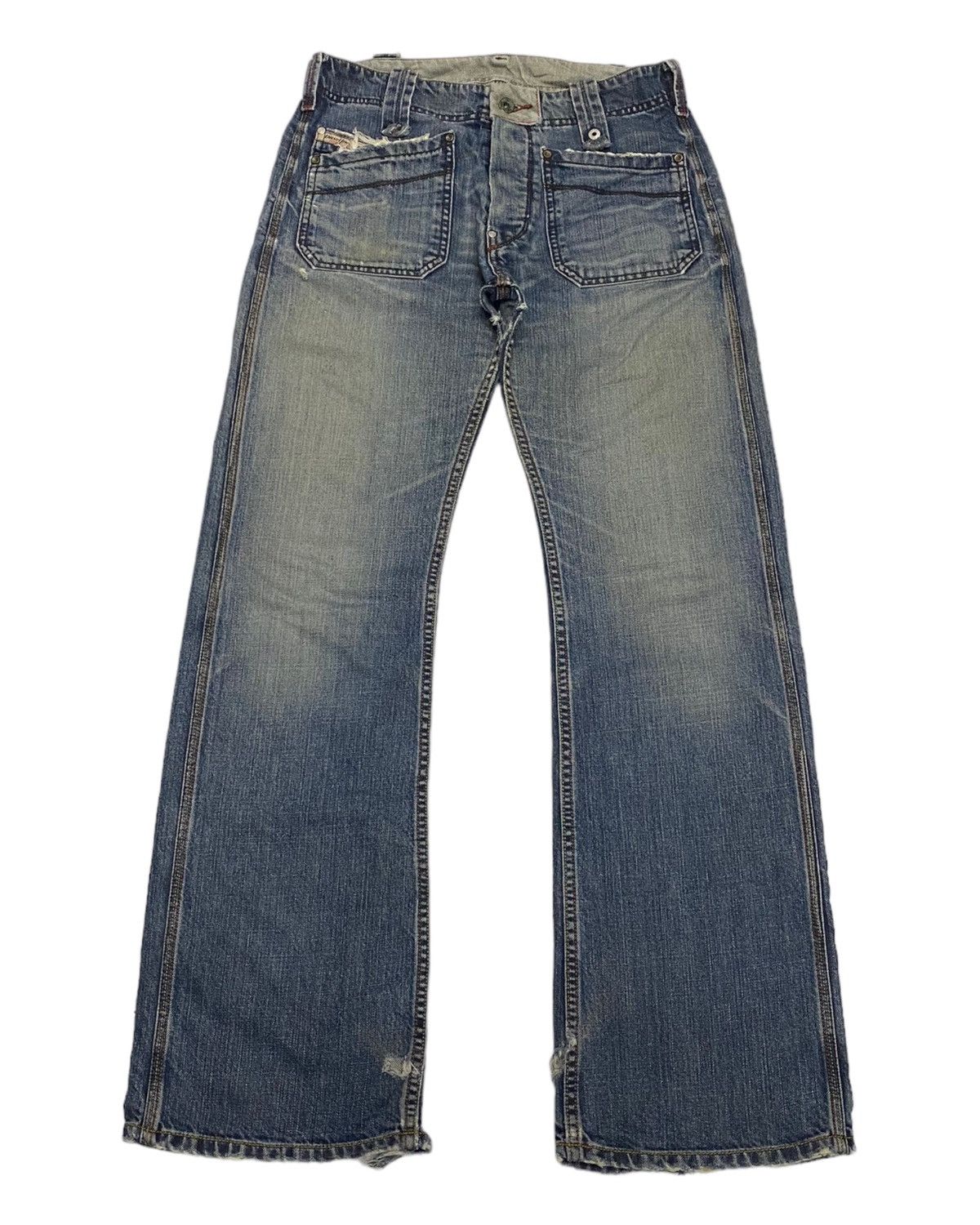 Diesel FLARE🔥DIESEL DISTRESSED THRASHED DENIM SUPER FLARE JEANS Size US 31 - 6 Thumbnail