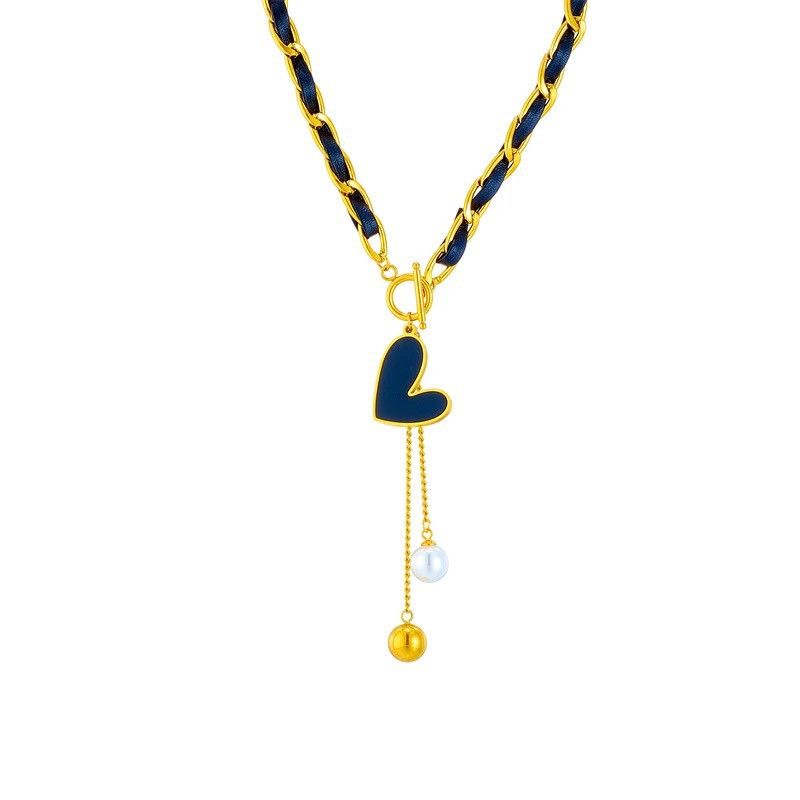 Jewelry Black Heart Pearl Ball Necklace Size ONE SIZE - 1 Thumbnail