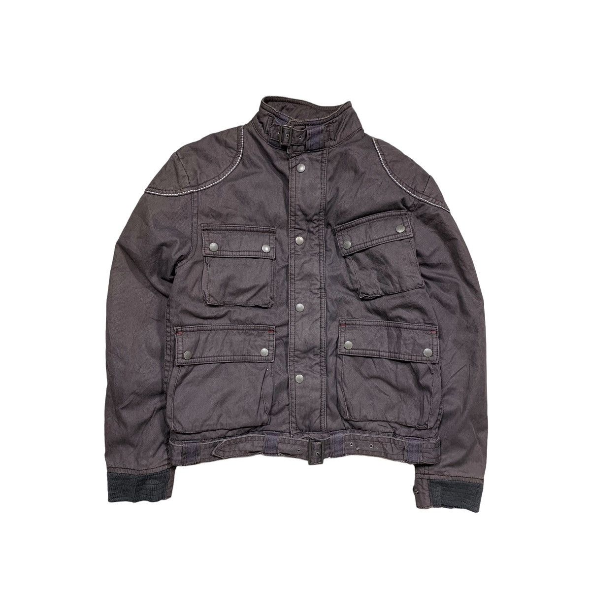 image of Archival Clothing x Biker Denim Ball Biker Jacket Tactical Multi Pocket in Dark, Men's (Size Medium
