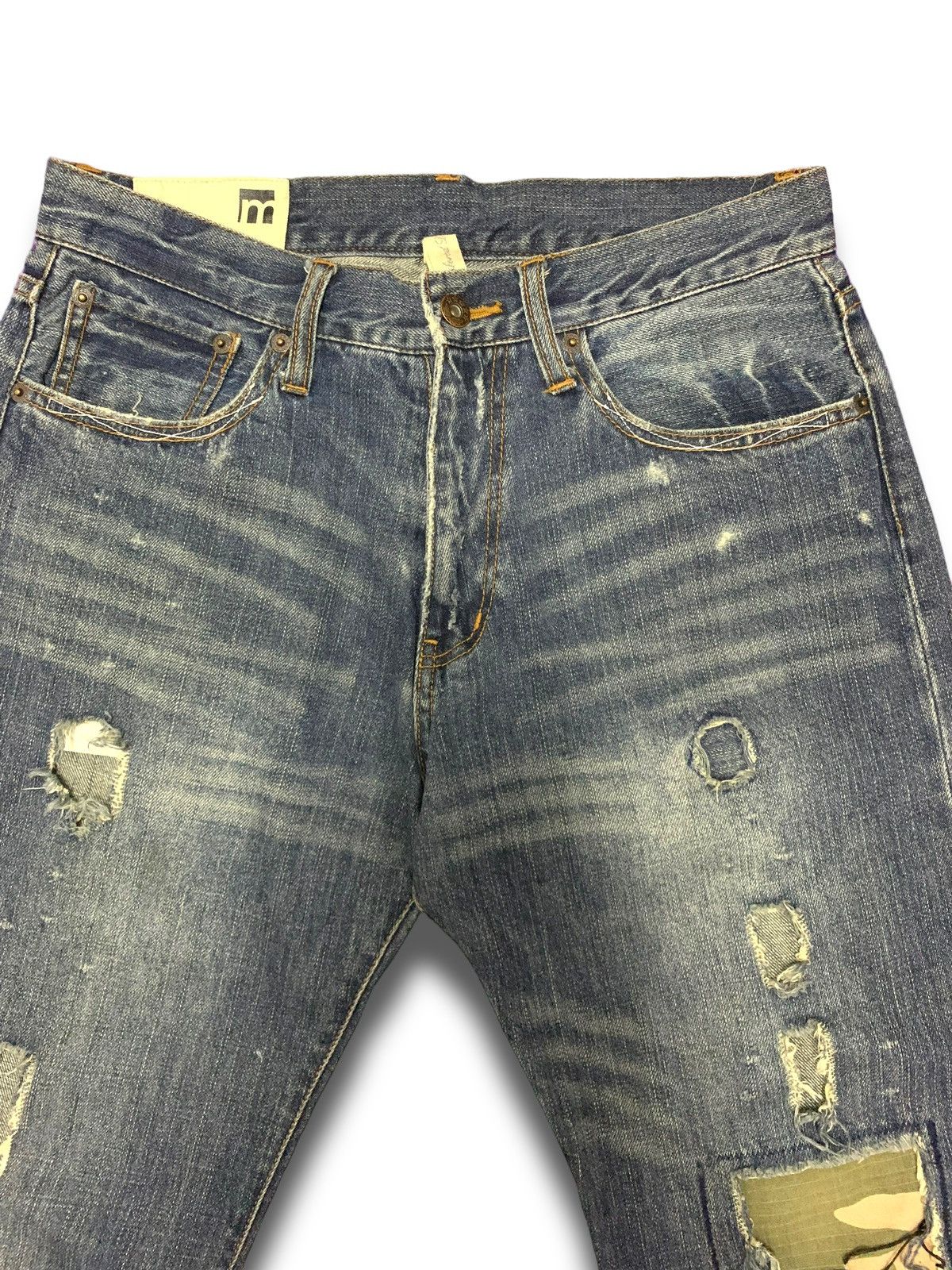 Japanese Brand Vintage Camo Patches Kaihara Jeans Size US 31 - 7 Thumbnail