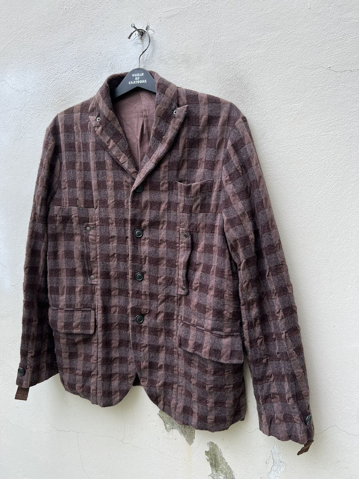 PPFM Vintage PPFM Seersucker Checks Wool Tactical Coat Jacket Size US M / EU 48-50 / 2 - 8 Thumbnail