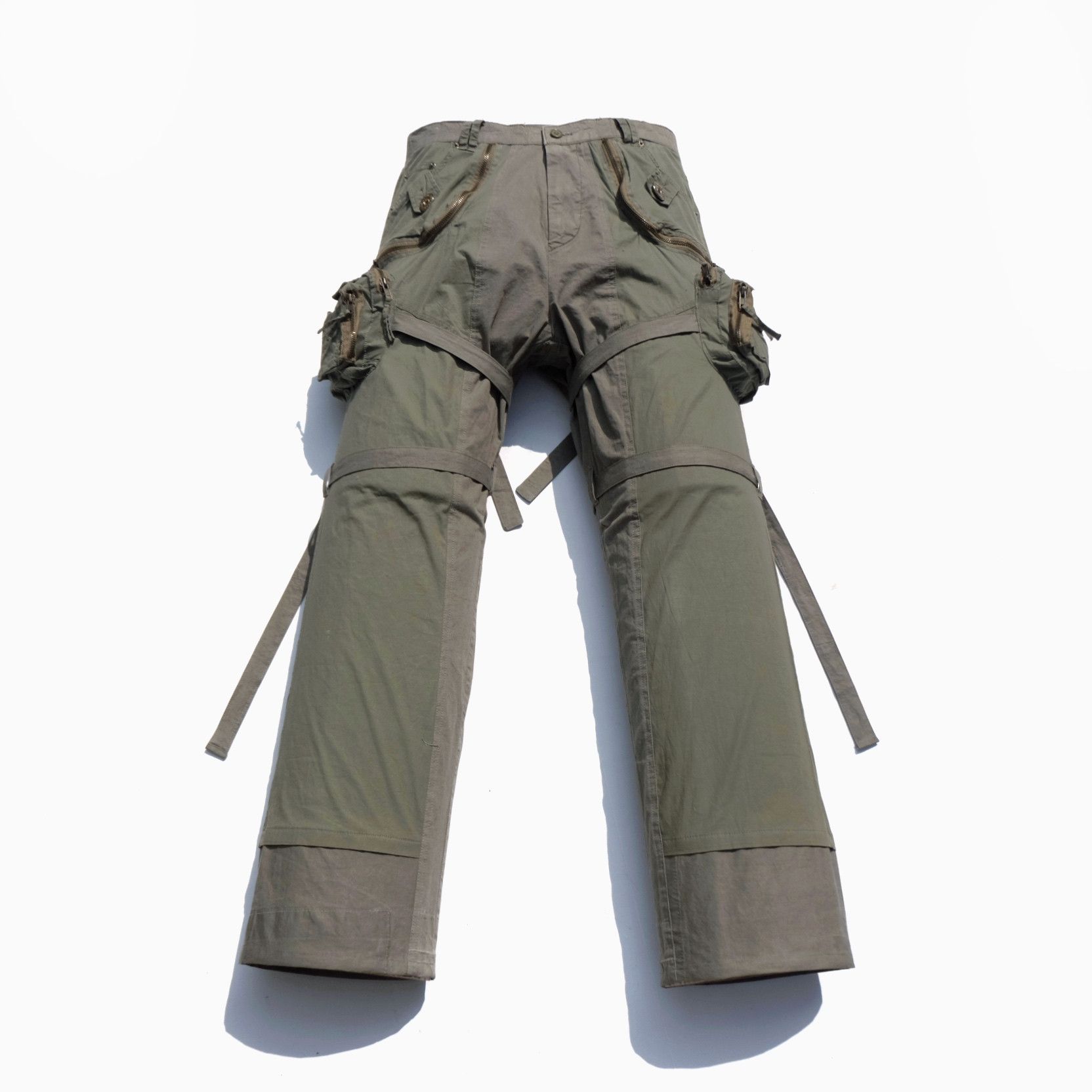 image of Ppfm x Tete Homme Howell Bondage Cargo Pants in Olive, Men's (Size 31)