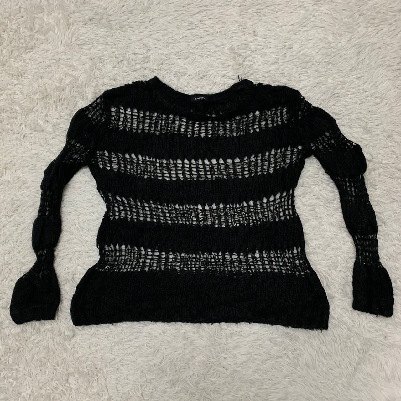 Japanese Brand Emoda Distress Knit Constructed Pullover Size US M / EU 48-50 / 2 - 2 Thumbnail
