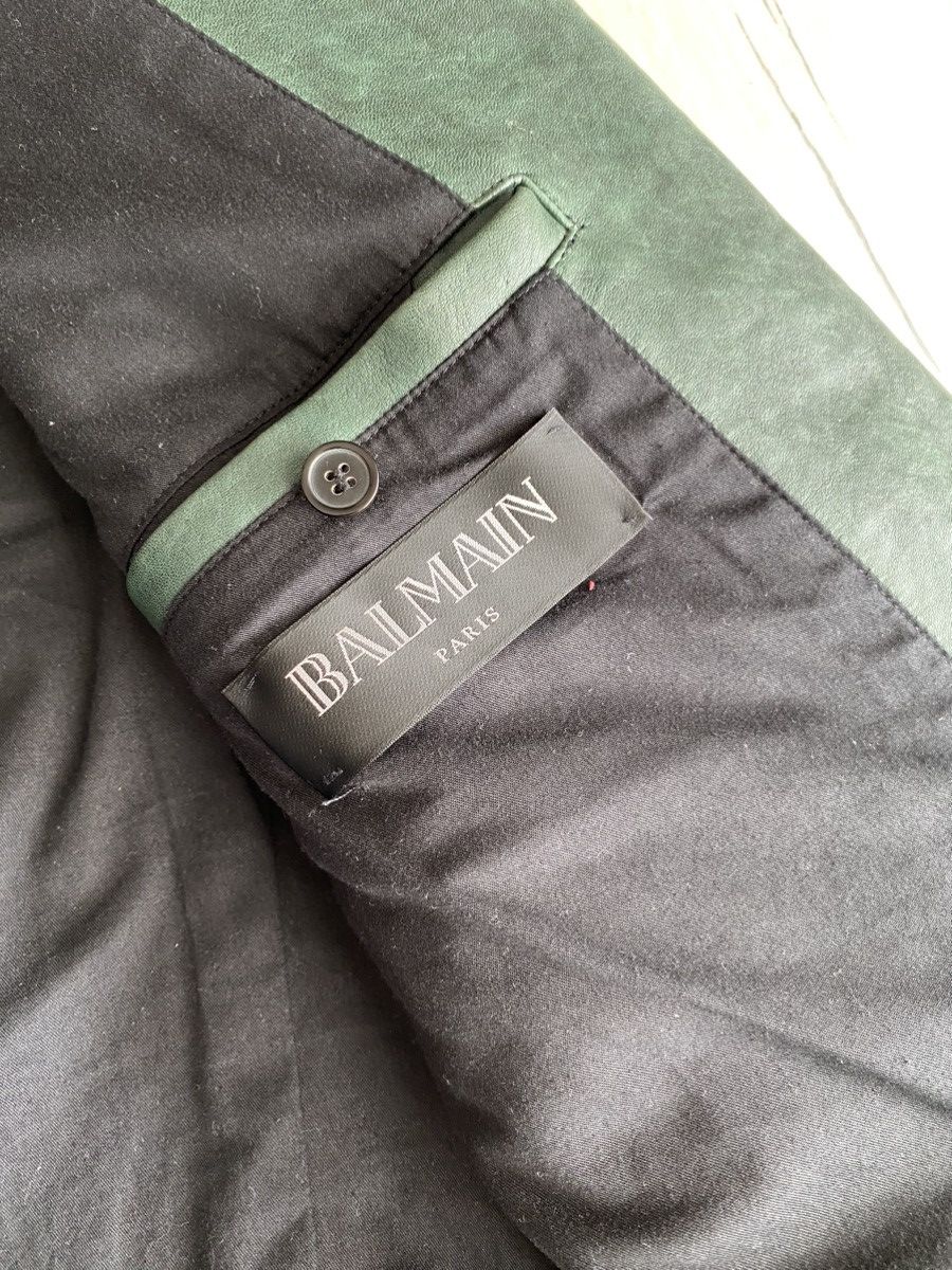 Balmain Balmain Iconic Green Lambskin Leather Biker Jacket Size US L / EU 52-54 / 3 - 12 Thumbnail