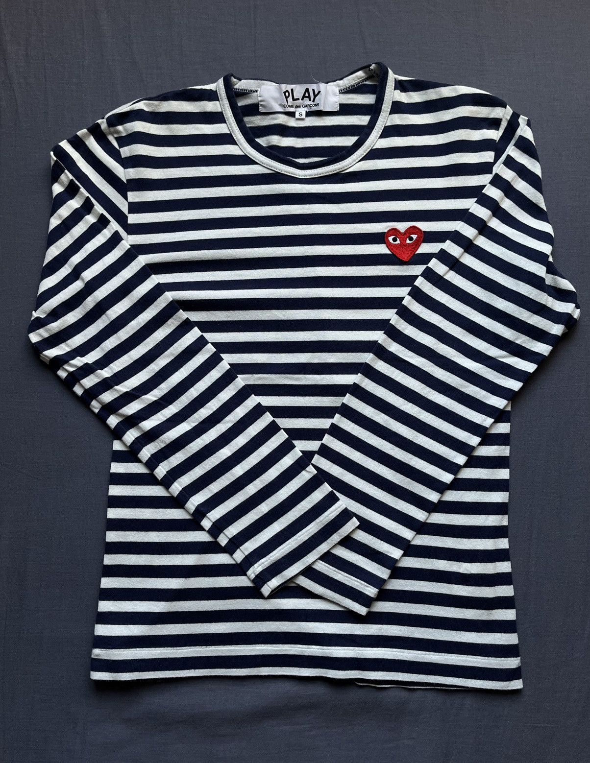 Comme Des Garcons Play CDG Play Red Heart Striped longsleeve | Grailed