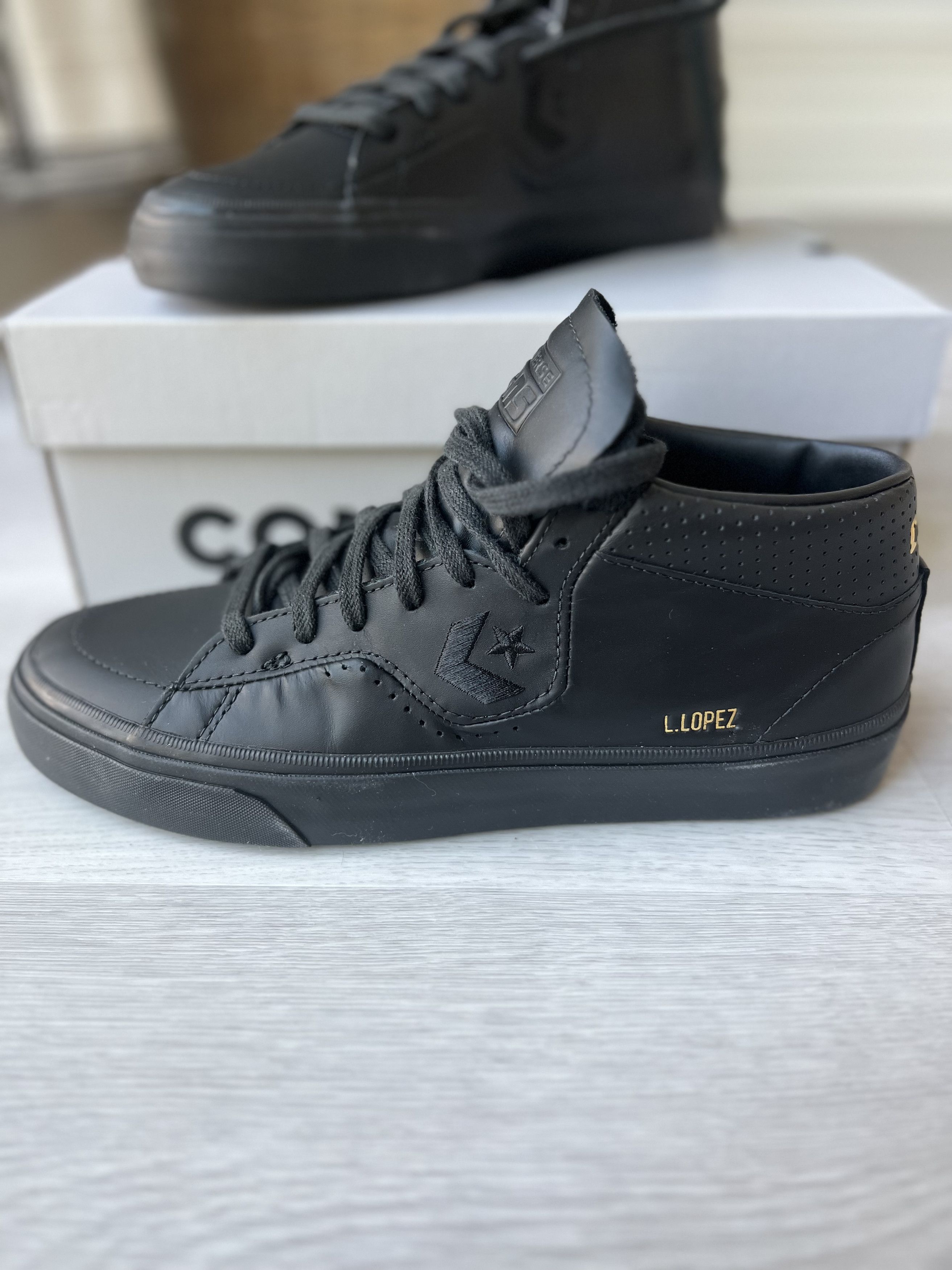 Converse Louie Lopez Pro Mid Triple Black Mens 7, Womens