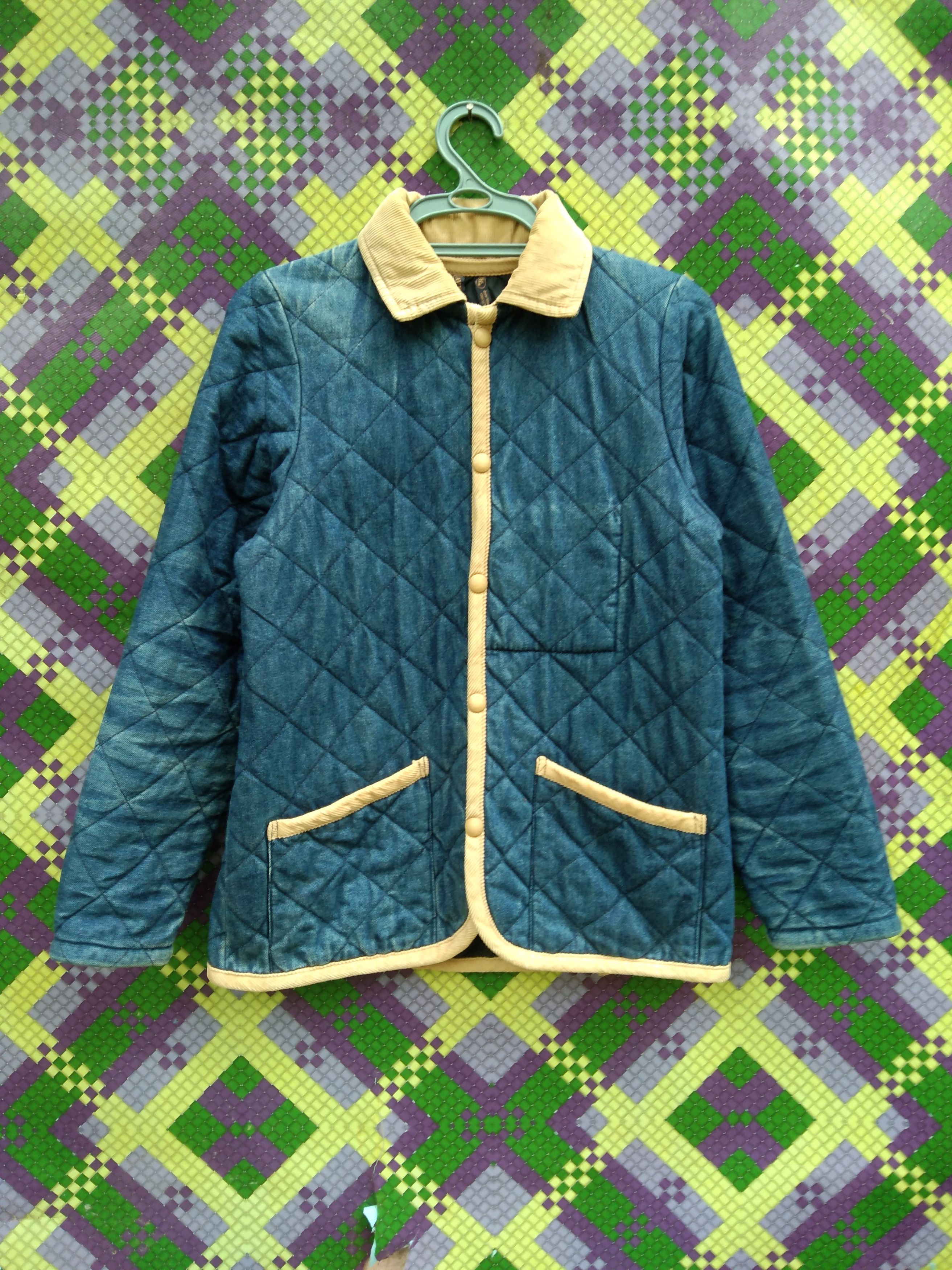 image of Lavenham Denim Quilted Jacket in Faded Blue, Men's (Size XS)