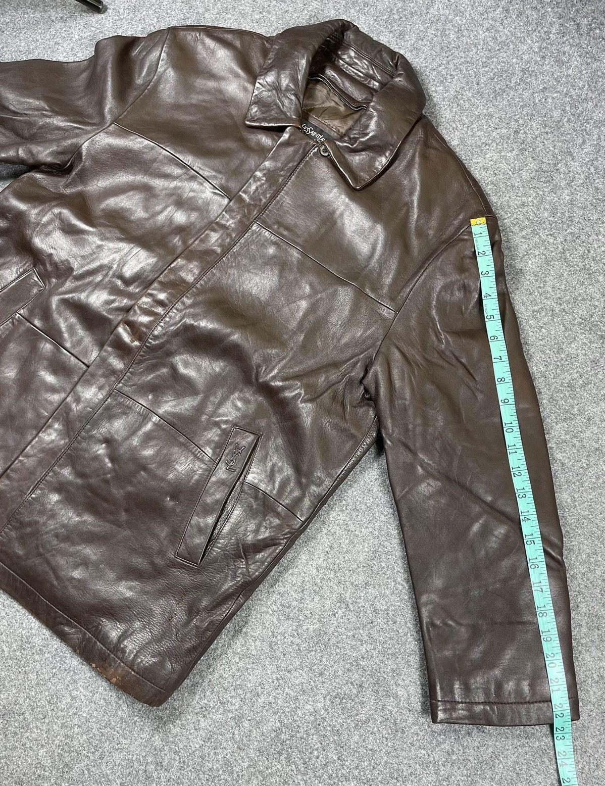 Yves Saint Laurent Vintage🔥YVES SAINT LAURENT POUR HOMME🔥Leather Jacket 90’s Size US L / EU 52-54 / 3 - 13 Thumbnail