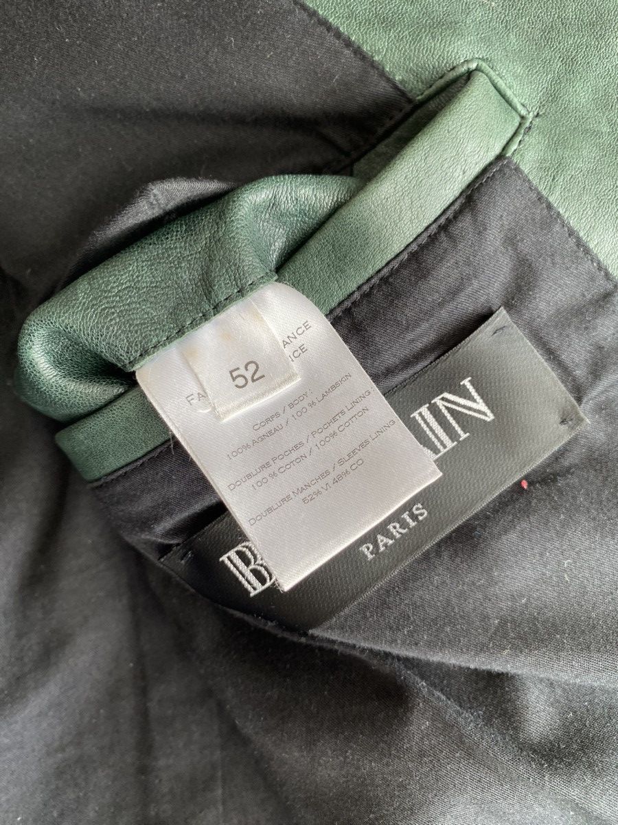Balmain Balmain Iconic Green Lambskin Leather Biker Jacket Size US L / EU 52-54 / 3 - 13 Thumbnail
