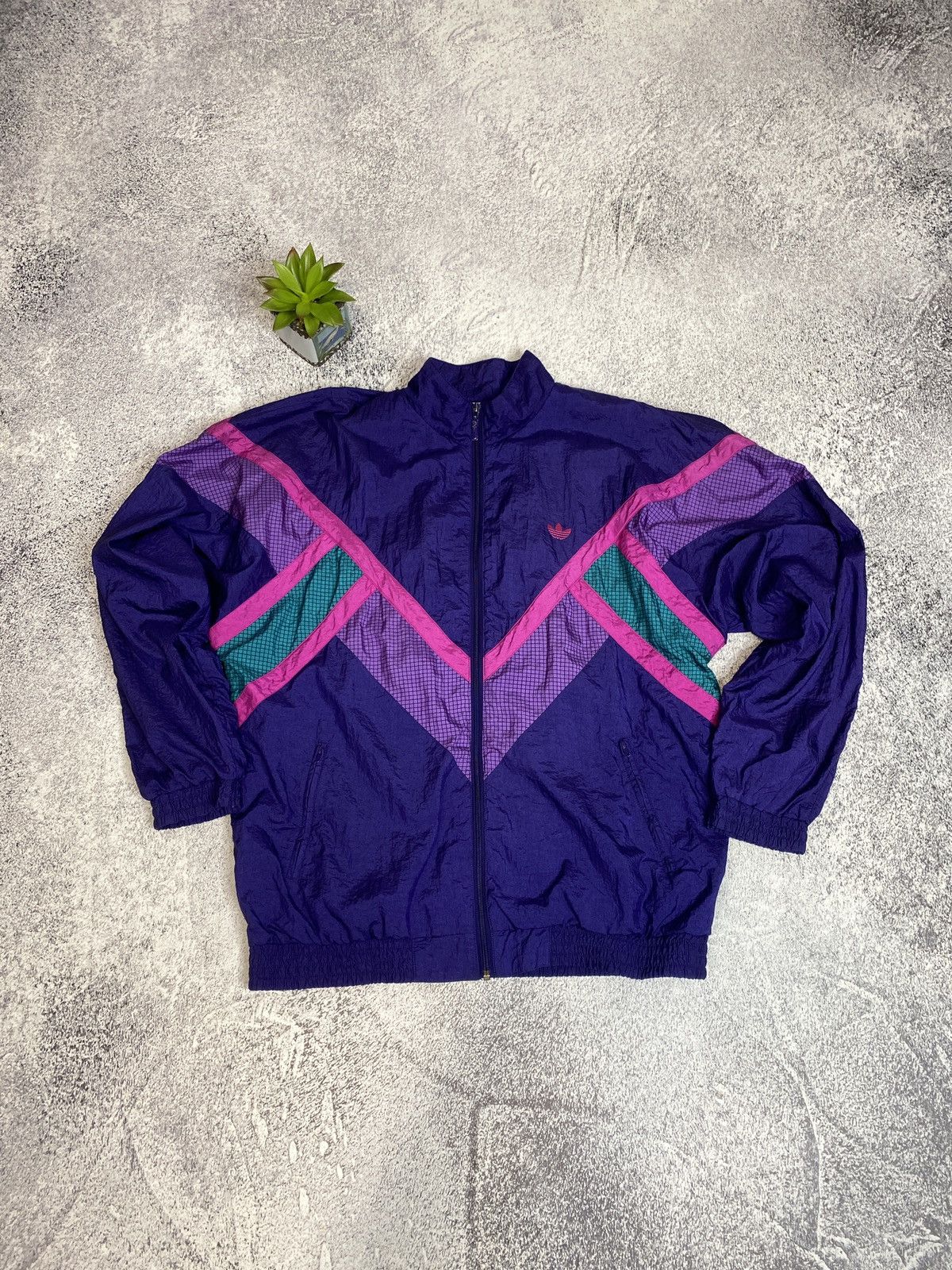 00'S Adidas nylon jacket, men's size S Nylon navy blue type Vintage Second Hand
