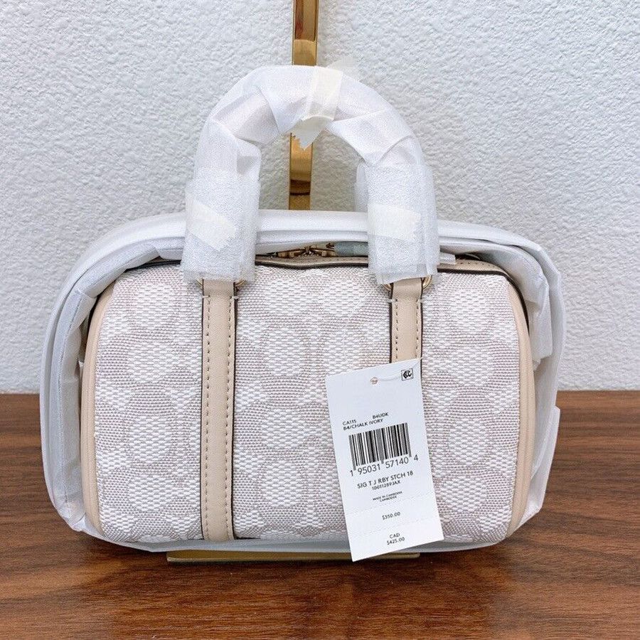 Coach C8285 Rowan Satchel In Signature Canvas With Racquet Print In Chalk  Multi 