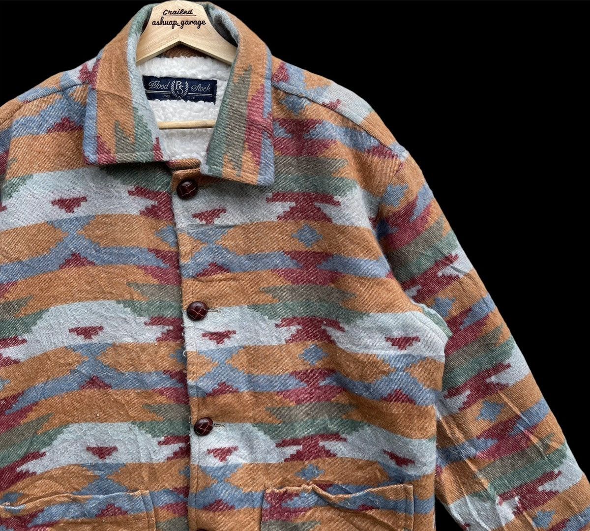 Japanese Brand Vintage Blood Stock Navajo Button Up Wool Fleece Size US XL / EU 56 / 4 - 3 Thumbnail