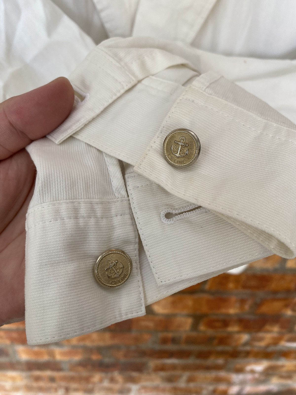 Celine 90s CELINE double collar light cotton button detailing Size US L / EU 52-54 / 3 - 10 Thumbnail