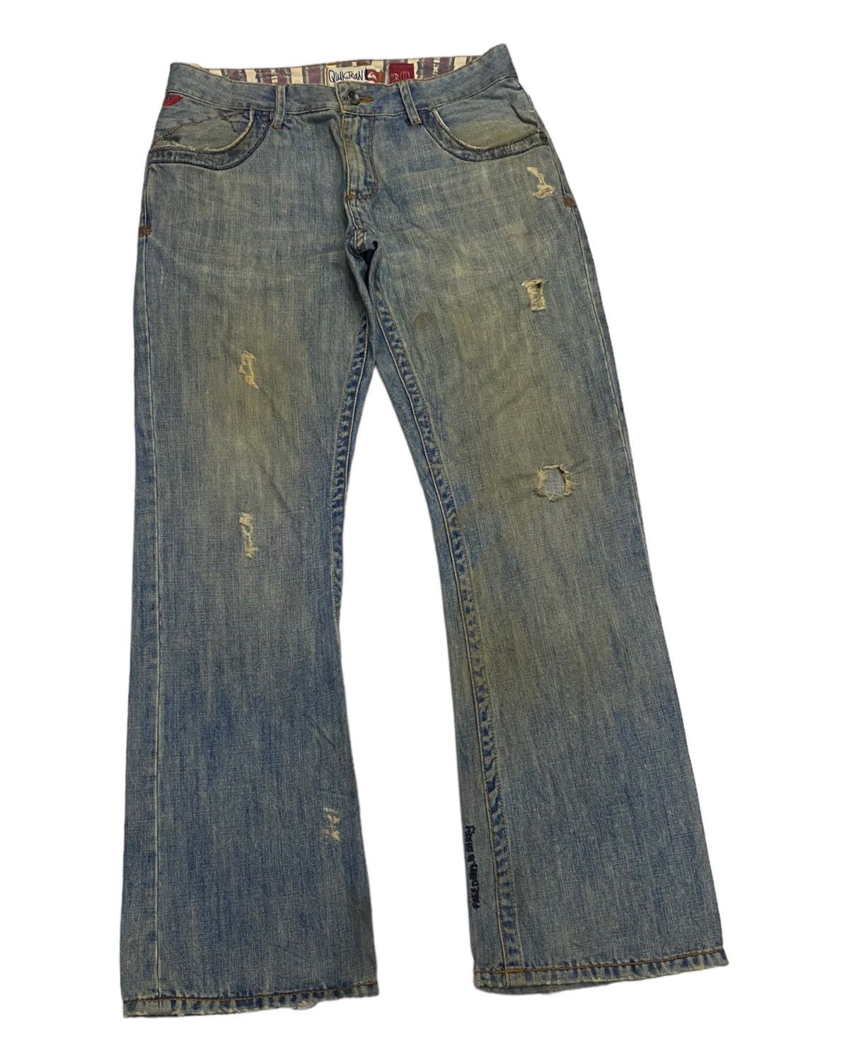 If Six Was Nine 🔥FREEDOM & DIRTY DISTRESSED FLARE DENIM QUIKJEAN Size US 32 / EU 48 - 4 Thumbnail