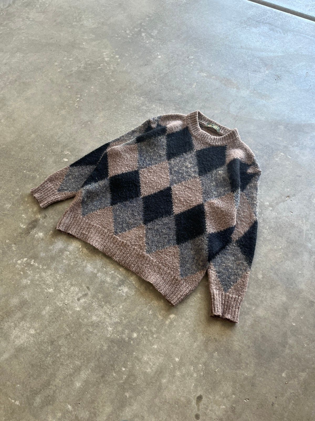 Vintage Vintage 90s Baggy Mohair Pattern Knit Sweater Mocha Brown | Grailed