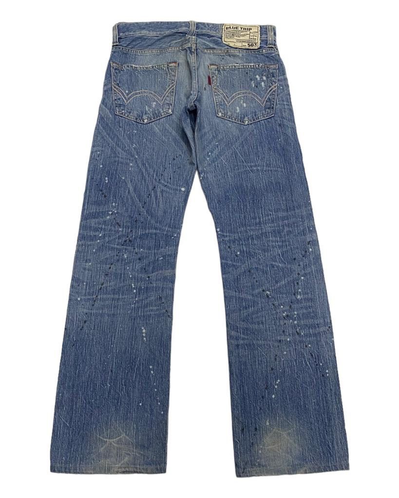 Hysteric Glamour FLARE🔥DISTRESSED SPLATTED EDWIN 503 BLUE TRIP DENIM FLARED Size US 31 - 2 Thumbnail