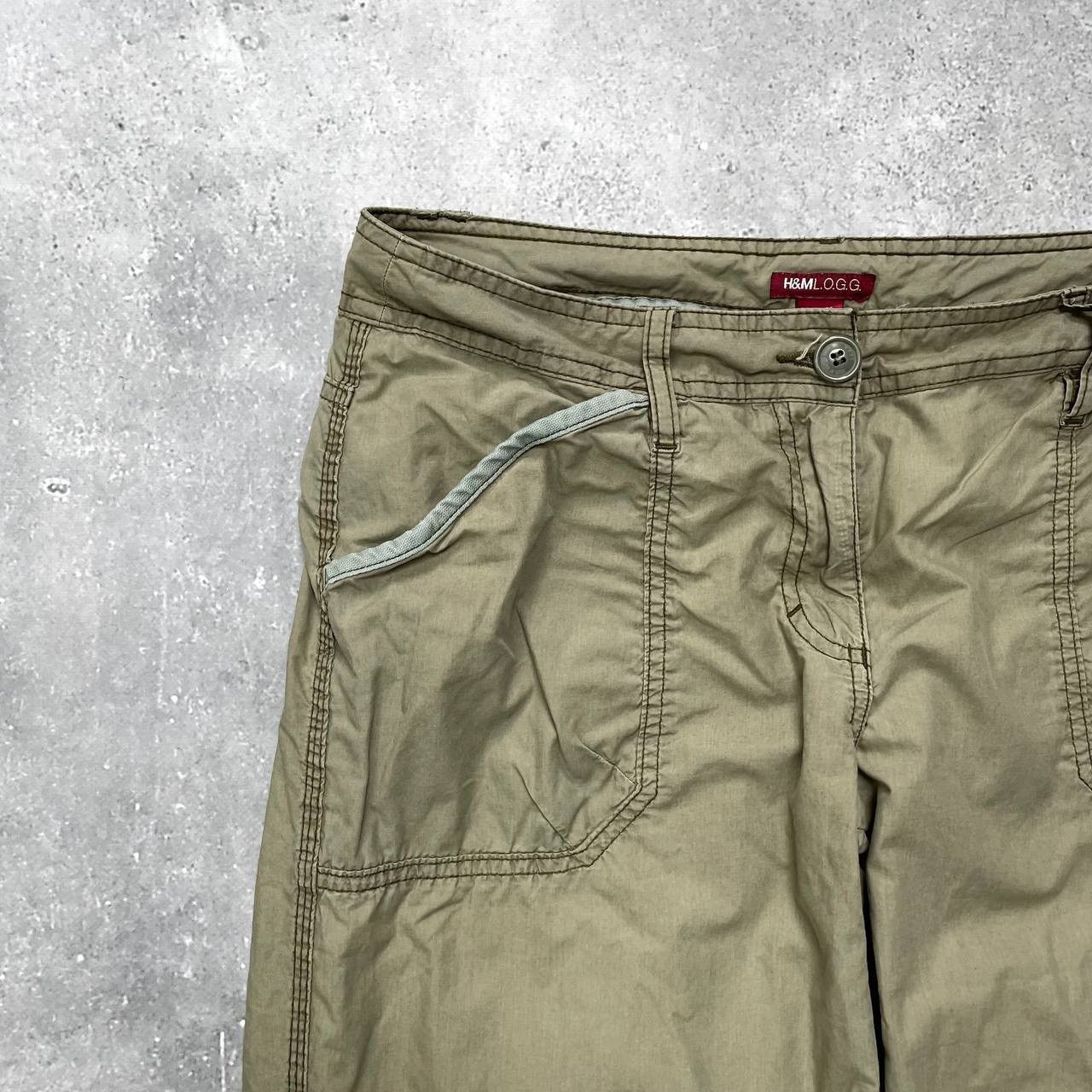 Japanese Brand Vintage H&M Y2K Straight Fit Cargo Pants Women’s Beige Size 34" / US 12 / IT 48 - 4 Thumbnail