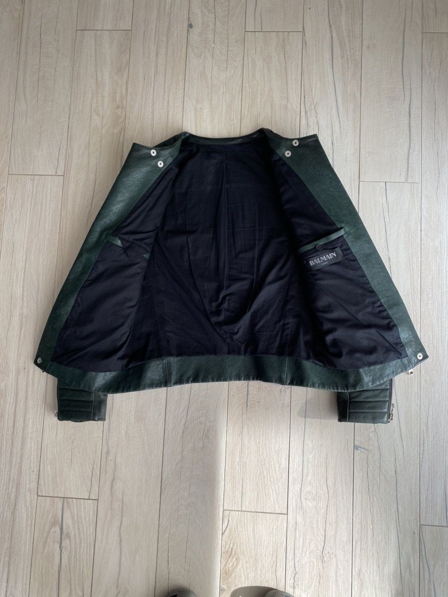 Balmain Balmain Iconic Green Lambskin Leather Biker Jacket Size US L / EU 52-54 / 3 - 10 Thumbnail